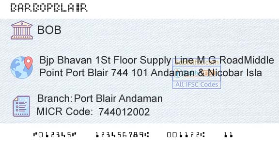 Bank Of Baroda Port Blair AndamanBranch 