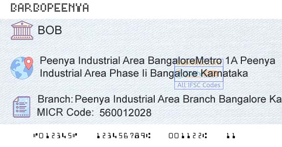 Bank Of Baroda Peenya Industrial Area Branch Bangalore KarnatakaBranch 