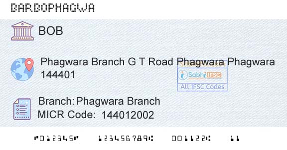 Bank Of Baroda Phagwara BranchBranch 