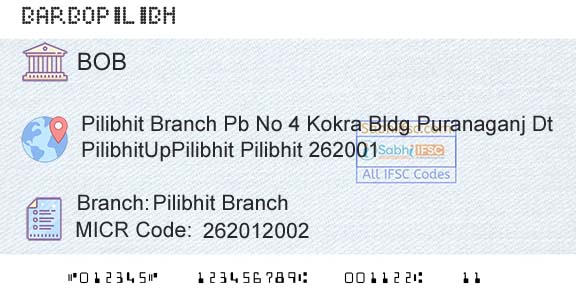 Bank Of Baroda Pilibhit BranchBranch 