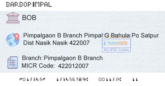 Bank Of Baroda Pimpalgaon B BranchBranch 