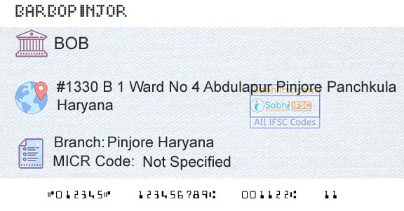 Bank Of Baroda Pinjore HaryanaBranch 