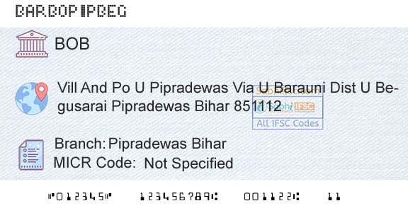 Bank Of Baroda Pipradewas BiharBranch 
