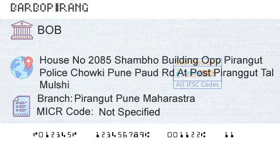 Bank Of Baroda Pirangut Pune MaharastraBranch 