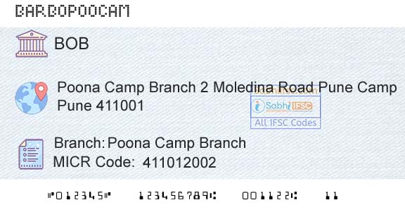 Bank Of Baroda Poona Camp BranchBranch 