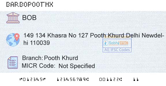 Bank Of Baroda Pooth KhurdBranch 