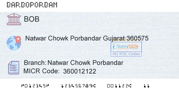 Bank Of Baroda Natwar Chowk PorbandarBranch 