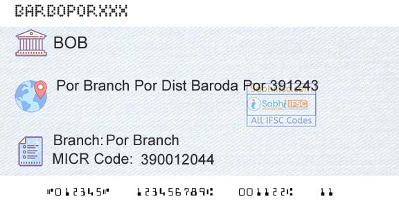Bank Of Baroda Por BranchBranch 