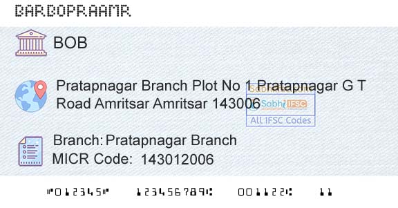 Bank Of Baroda Pratapnagar BranchBranch 