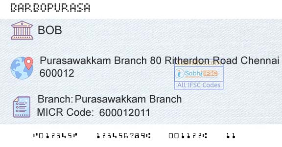 Bank Of Baroda Purasawakkam BranchBranch 