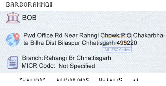 Bank Of Baroda Rahangi Br ChhattisgarhBranch 