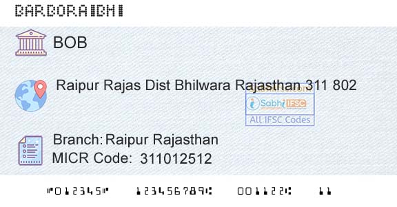 Bank Of Baroda Raipur RajasthanBranch 