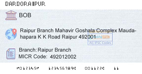 Bank Of Baroda Raipur BranchBranch 