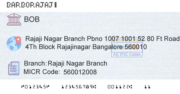 Bank Of Baroda Rajaji Nagar BranchBranch 