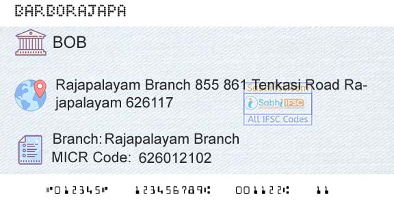 Bank Of Baroda Rajapalayam BranchBranch 
