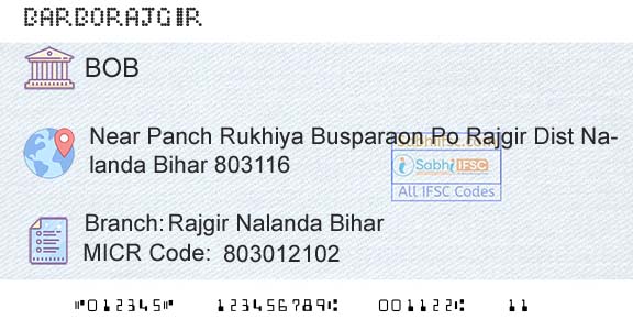 Bank Of Baroda Rajgir Nalanda BiharBranch 