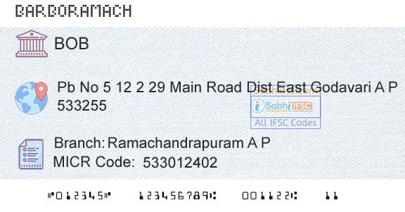 Bank Of Baroda Ramachandrapuram A P Branch 