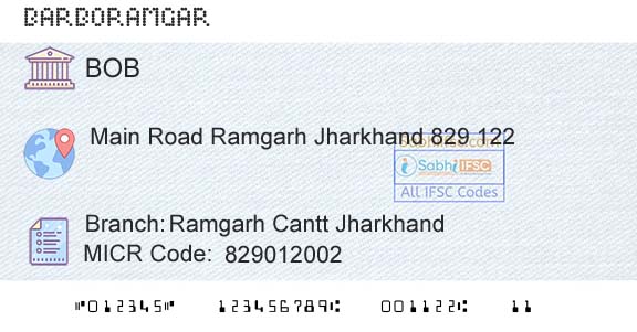 Bank Of Baroda Ramgarh Cantt JharkhandBranch 