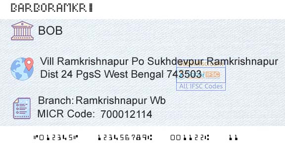 Bank Of Baroda Ramkrishnapur WbBranch 