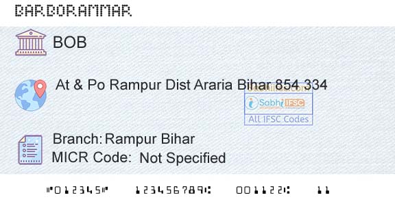 Bank Of Baroda Rampur BiharBranch 