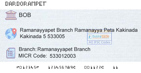Bank Of Baroda Ramanayyapet BranchBranch 