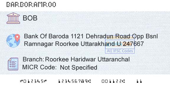 Bank Of Baroda Roorkee Haridwar UttaranchalBranch 