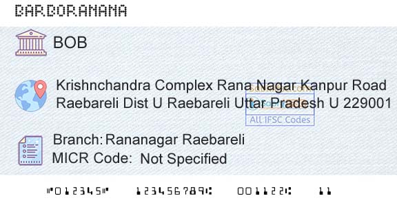 Bank Of Baroda Rananagar RaebareliBranch 