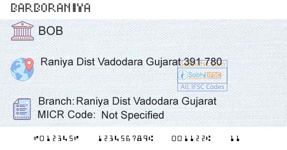 Bank Of Baroda Raniya Dist Vadodara GujaratBranch 