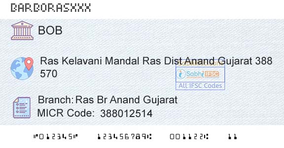 Bank Of Baroda Ras Br Anand GujaratBranch 