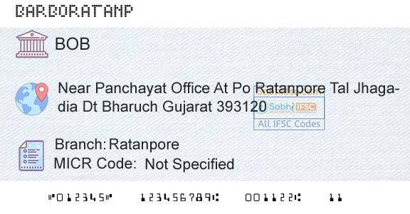 Bank Of Baroda RatanporeBranch 