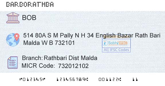 Bank Of Baroda Rathbari Dist MaldaBranch 