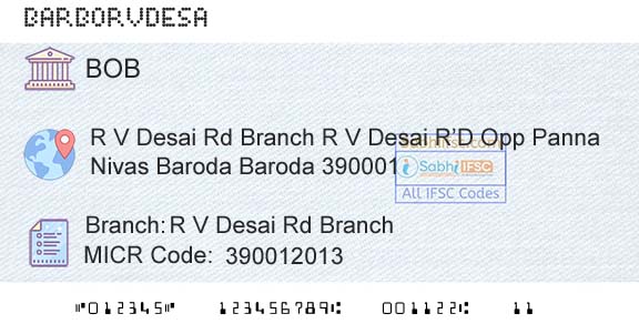 Bank Of Baroda R V Desai Rd BranchBranch 
