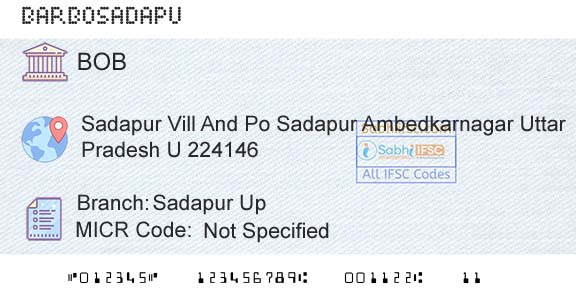 Bank Of Baroda Sadapur UpBranch 