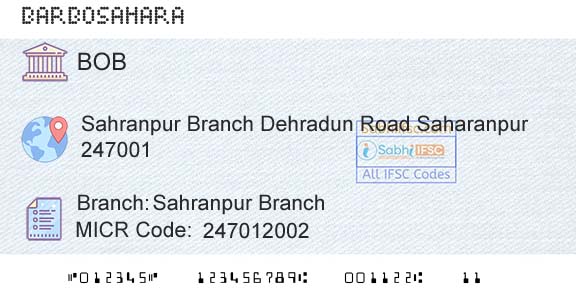 Bank Of Baroda Sahranpur BranchBranch 