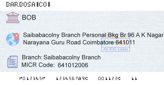 Bank Of Baroda Saibabacolny BranchBranch 