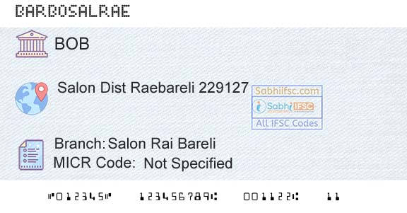 Bank Of Baroda Salon Rai BareliBranch 