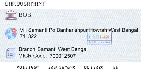 Bank Of Baroda Samanti West BengalBranch 