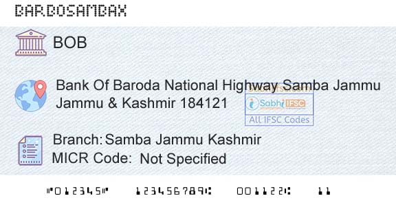 Bank Of Baroda Samba Jammu KashmirBranch 