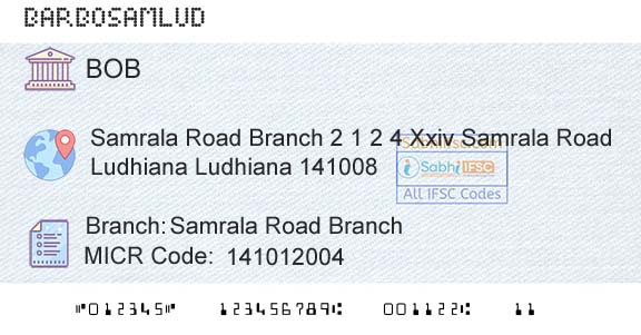 Bank Of Baroda Samrala Road BranchBranch 