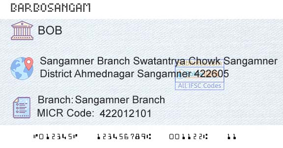 Bank Of Baroda Sangamner BranchBranch 