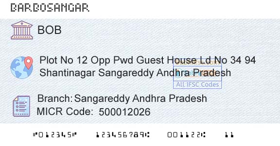 Bank Of Baroda Sangareddy Andhra PradeshBranch 
