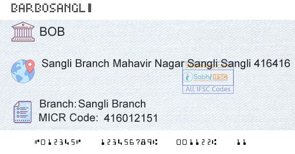 Bank Of Baroda Sangli BranchBranch 