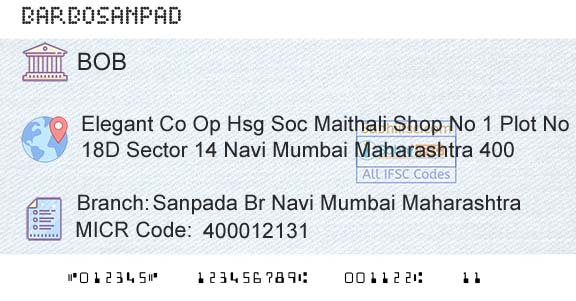 Bank Of Baroda Sanpada Br Navi Mumbai MaharashtraBranch 