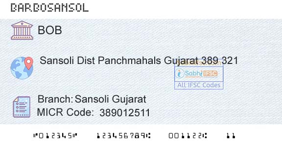 Bank Of Baroda Sansoli GujaratBranch 