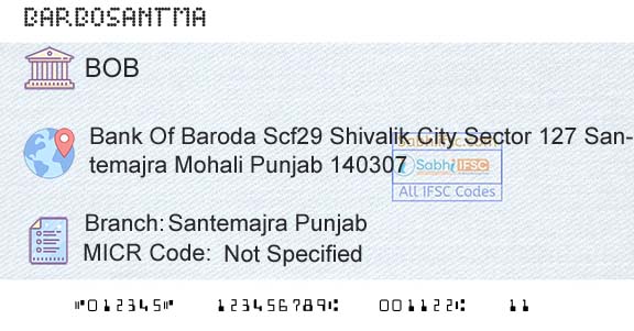 Bank Of Baroda Santemajra PunjabBranch 