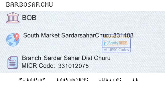 Bank Of Baroda Sardar Sahar Dist ChuruBranch 