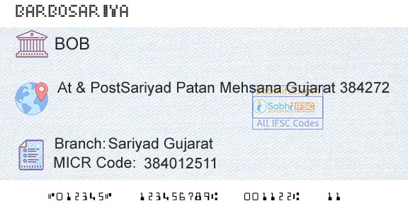 Bank Of Baroda Sariyad GujaratBranch 