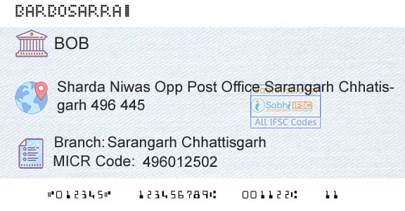 Bank Of Baroda Sarangarh ChhattisgarhBranch 