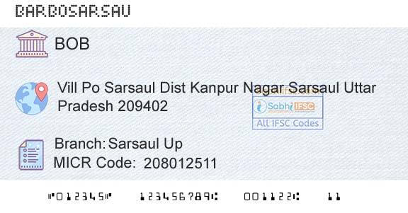 Bank Of Baroda Sarsaul UpBranch 