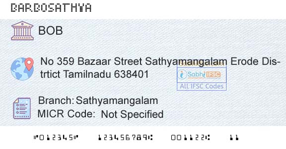 Bank Of Baroda SathyamangalamBranch 